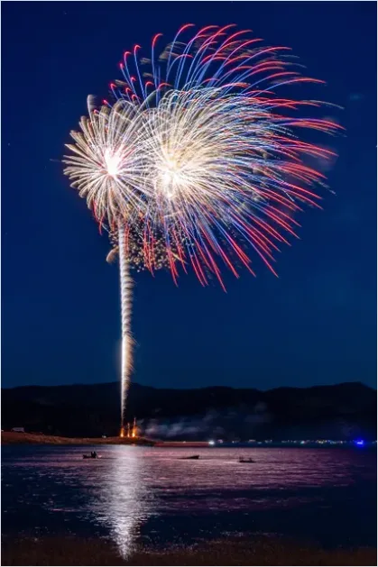 Detail Fireworks Reflection On Water Photo Number 5