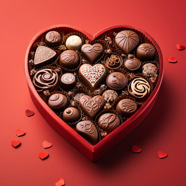 Detail Heart Shaped Chocolate Box Flat Lay Number 17