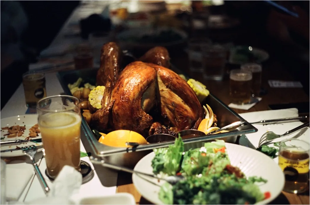Detail Holiday Dinner Roast Turkey Carving Table Number 14