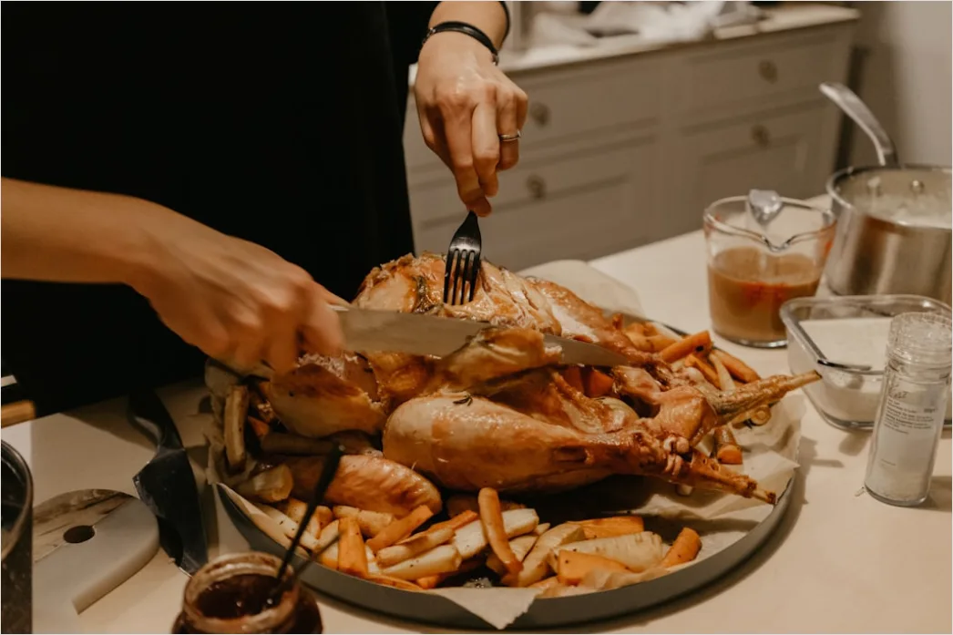 Detail Holiday Dinner Roast Turkey Carving Table Number 15