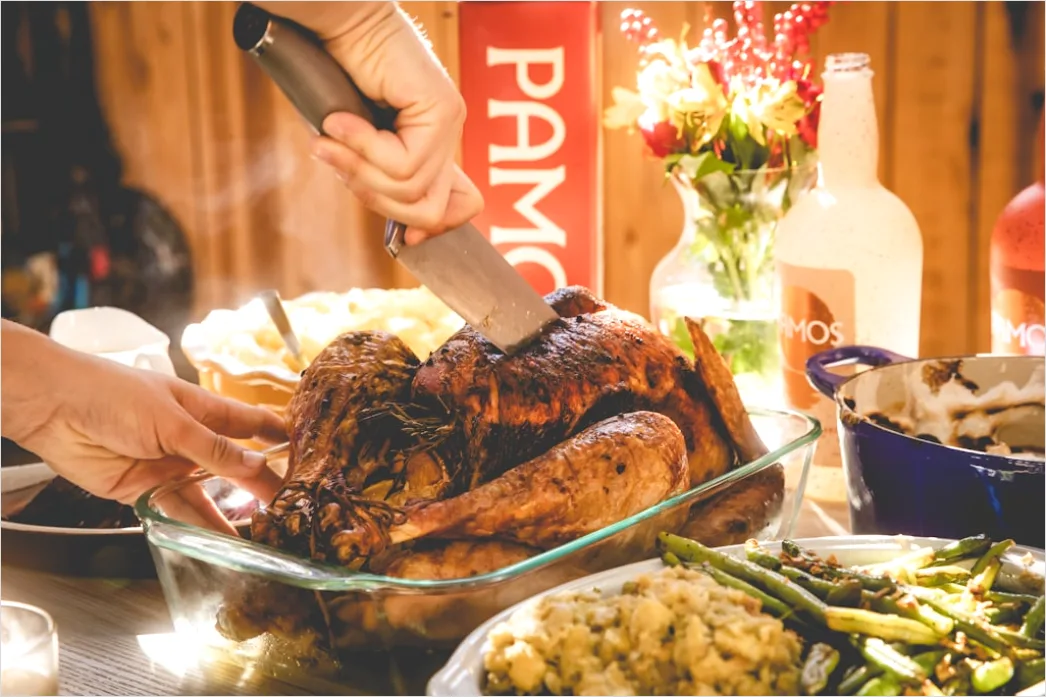 Detail Holiday Dinner Roast Turkey Carving Table Number 3