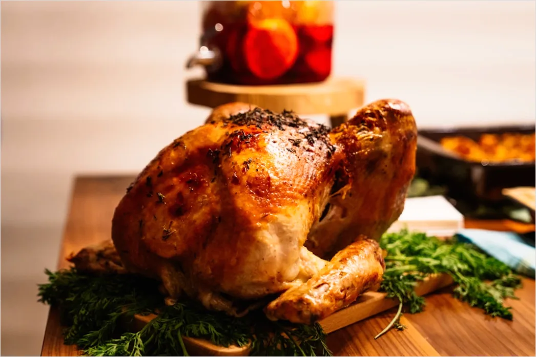 Detail Holiday Dinner Roast Turkey Carving Table Number 8