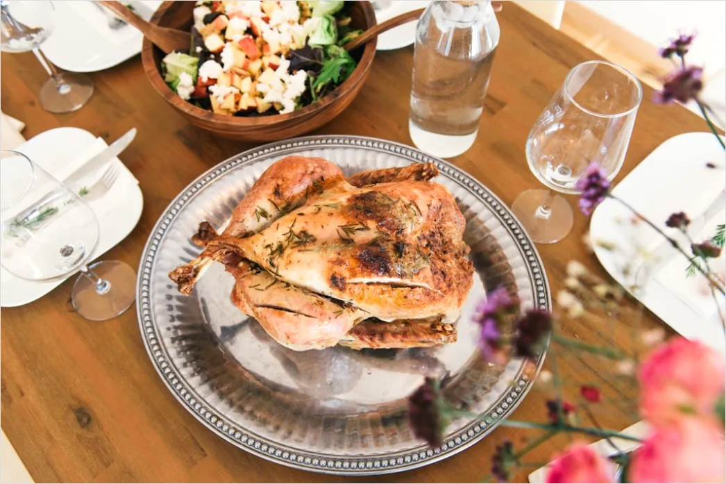 Detail Holiday Dinner Roast Turkey Carving Table Number 9