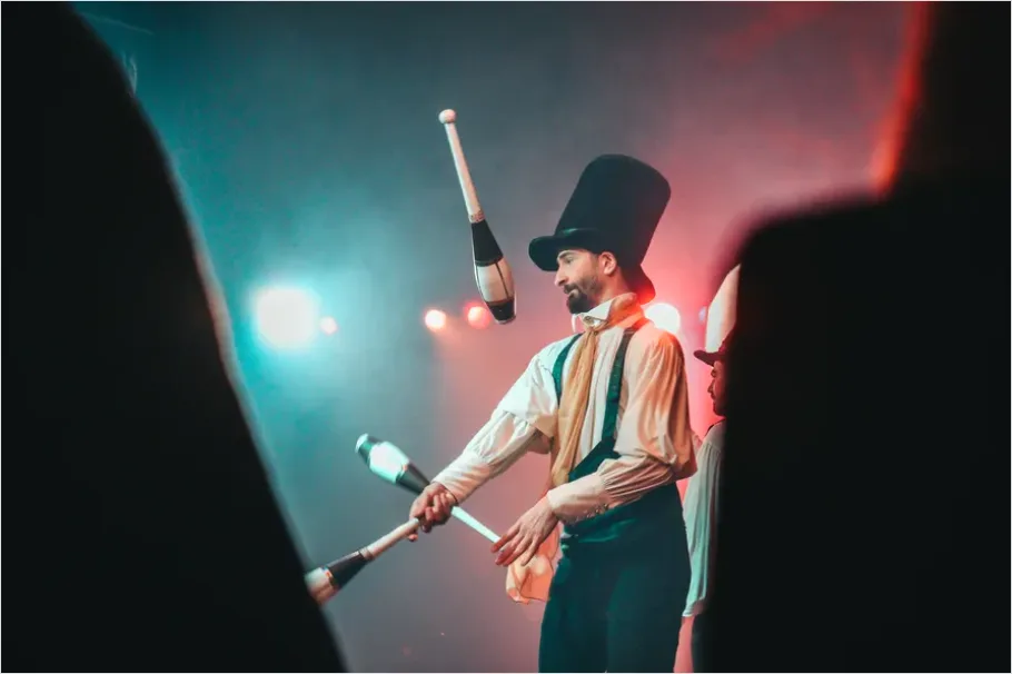 Detail Juggler Performing Under Spotlight Photo Number 3