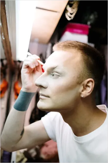 Detail Makeup Artist Applying Stage Makeup Photo Number 2