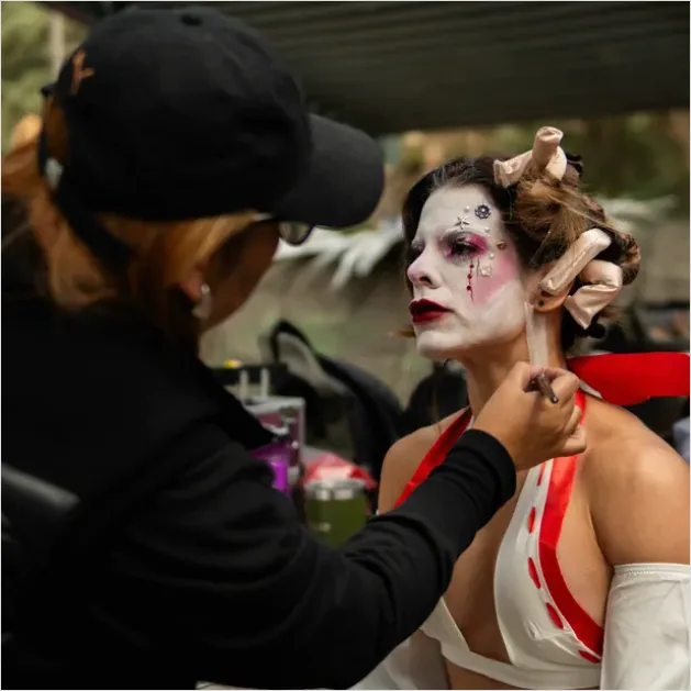 Detail Makeup Artist Applying Stage Makeup Photo Number 14