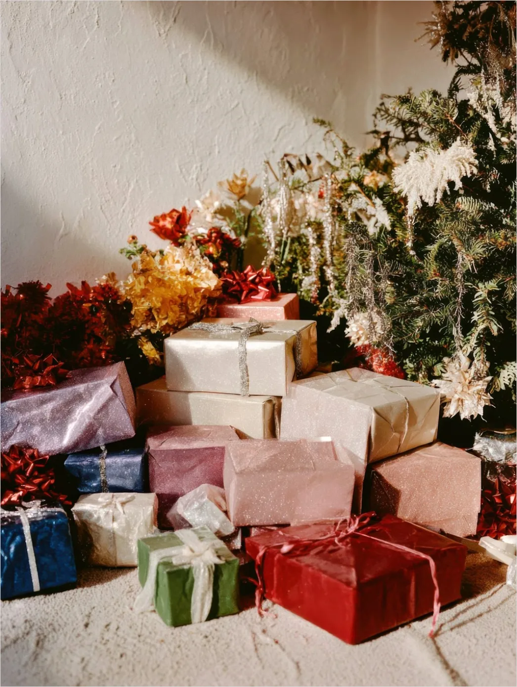 Detail Pile Of Wrapped Gifts Under Tree Number 13