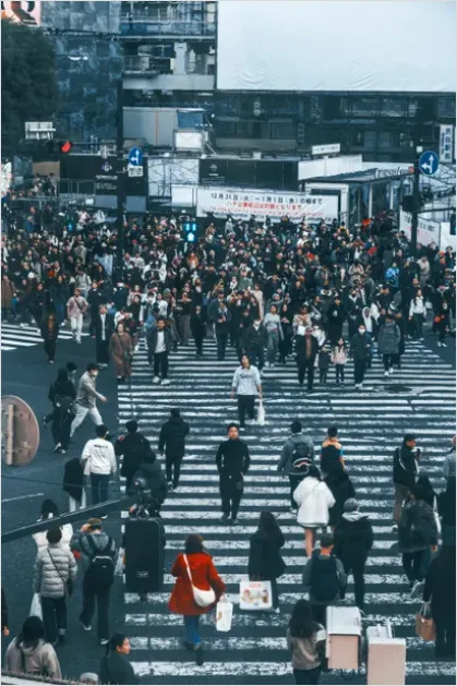 Rush Hour Crowd Crosswalk Photo 4075