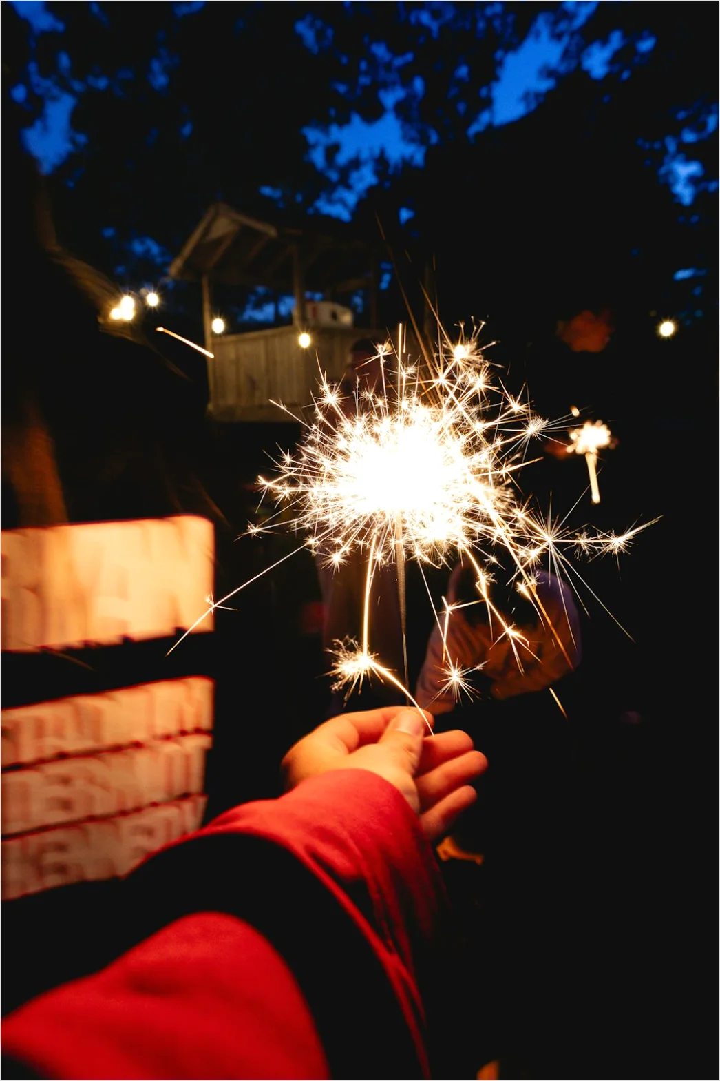 Detail Sparkler Hands Celebration Night Bokeh Number 3