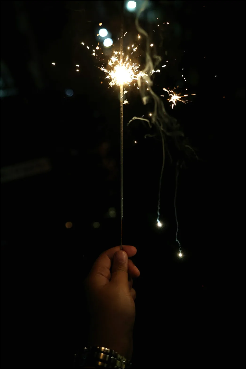 Detail Sparkler Hands Celebration Night Bokeh Number 6