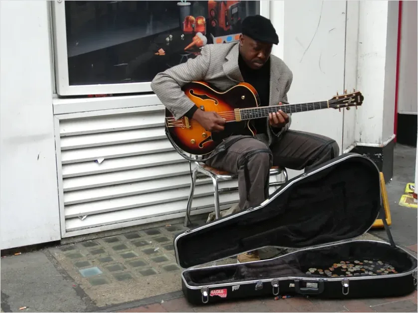 Detail Street Performer Busker Guitar Photo Number 6