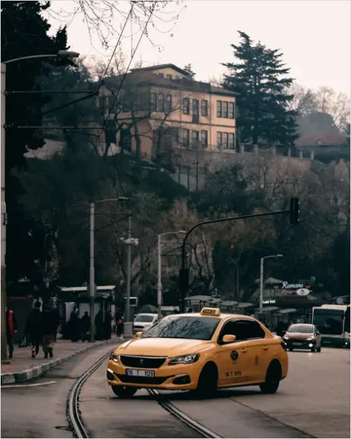Detail Taxi Cab Yellow Car City Street Number 12