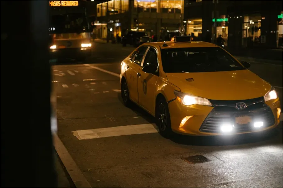 Detail Taxi Cab Yellow Car City Street Number 3