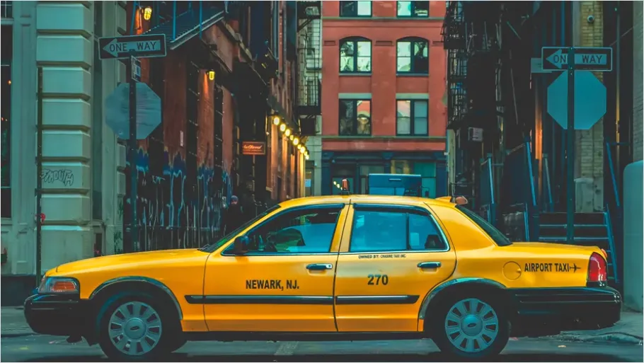 Detail Taxi Cab Yellow Car City Street Number 5