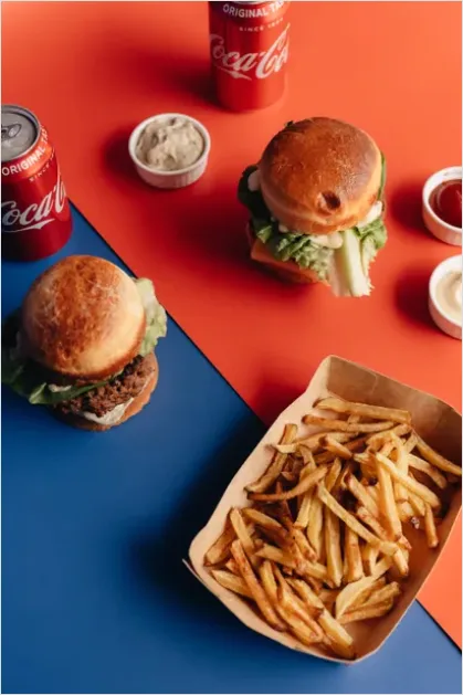 Detail American Diner Burger Fries Tray Number 5