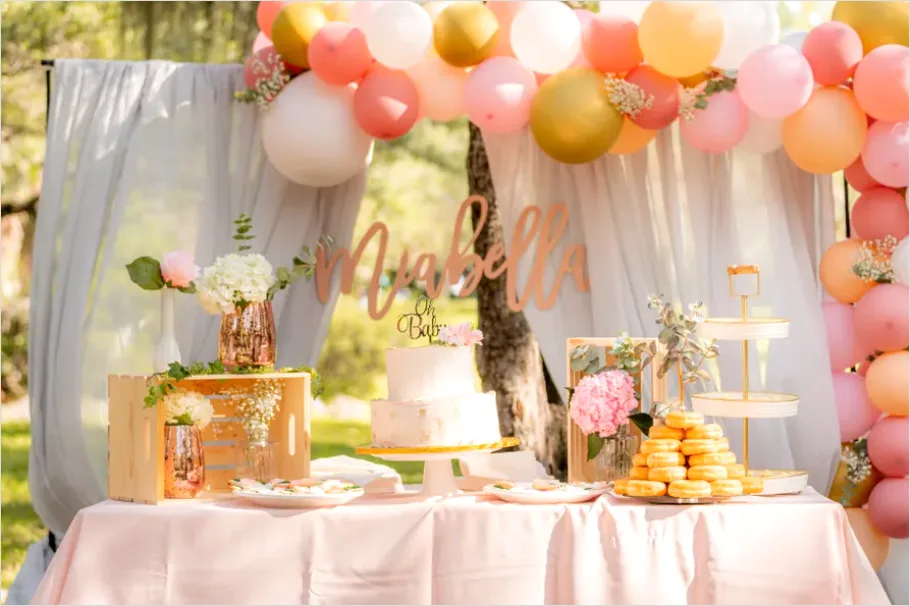 Detail Baby Shower Decor Pastel Balloon Arch Number 9
