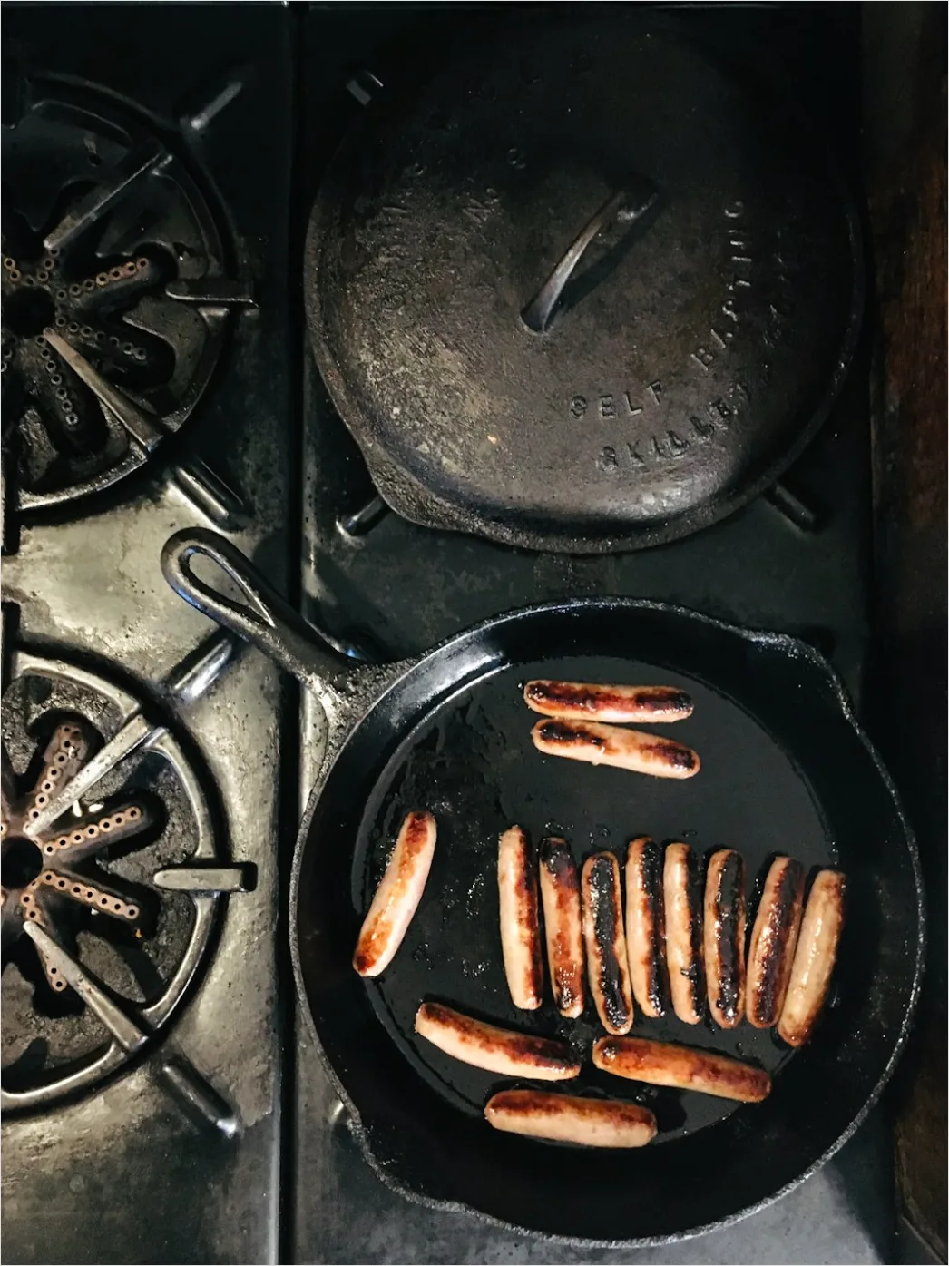 Detail Cast Iron Skillet Cooking On Stove Number 2