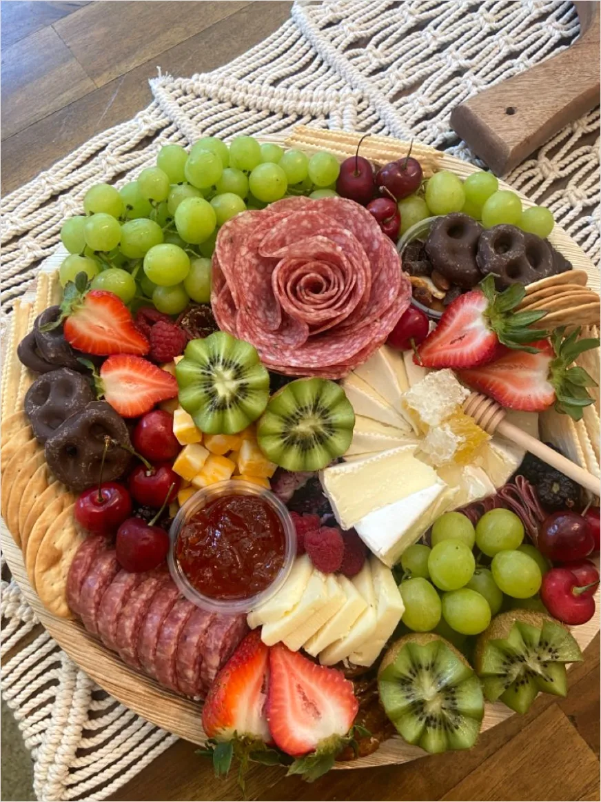 Detail Charcuterie Board Cheese And Fruit Overhead Number 6