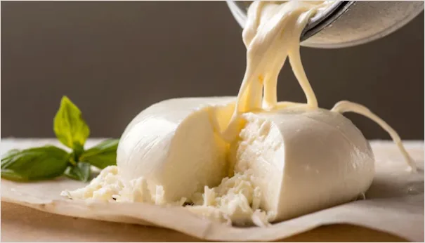 Detail Cheese Pull Mozzarella Stretch Close Up Number 3