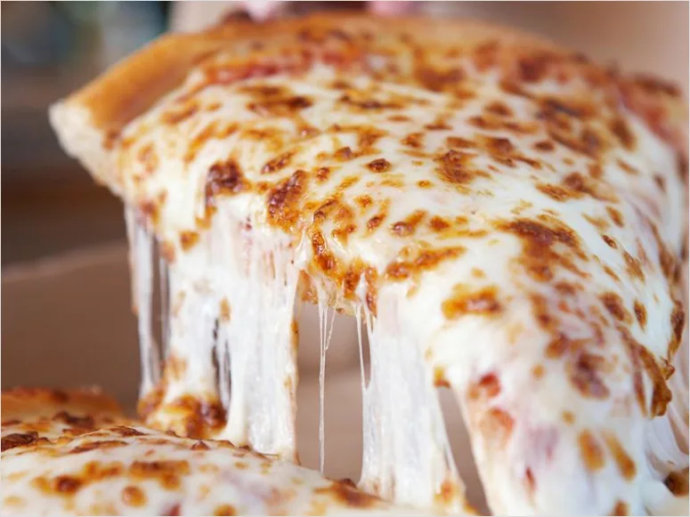Detail Cheese Pull Mozzarella Stretch Close Up Number 5