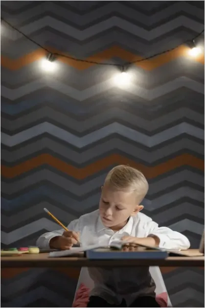 Detail Child Doing Homework At Desk Lamp Number 7