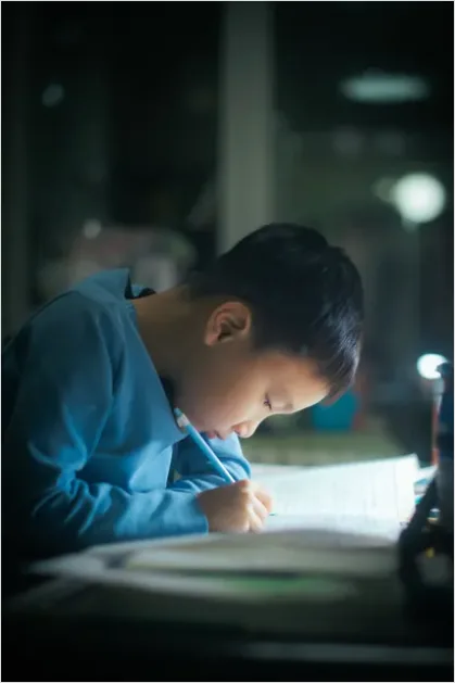 Detail Child Doing Homework At Desk Lamp Number 8