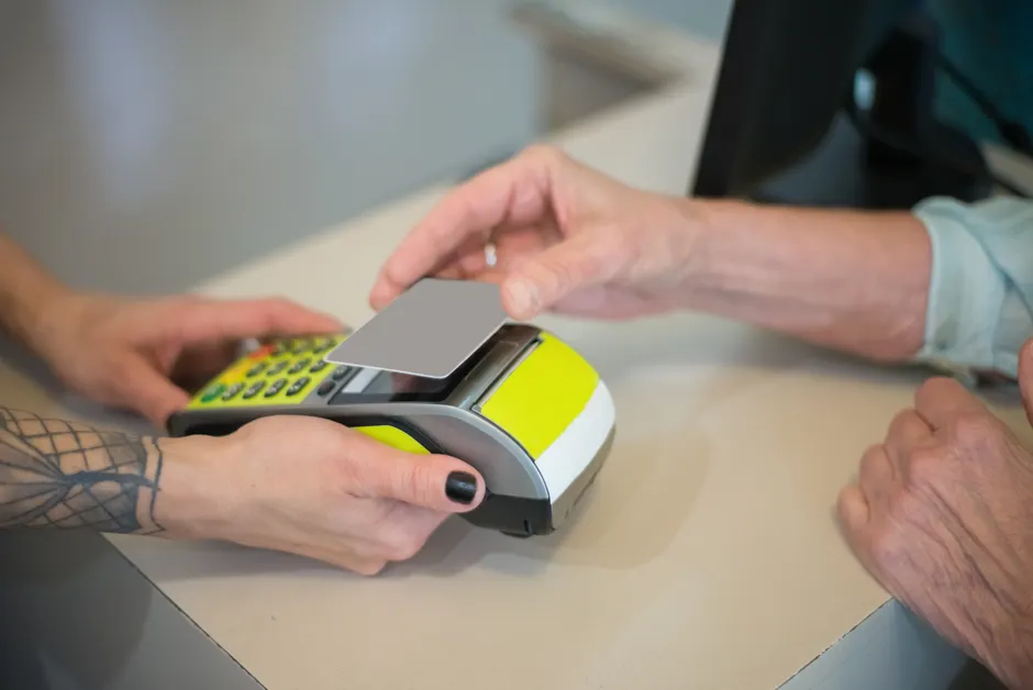 Detail Contactless Payment Terminal Close Up Hand Number 14