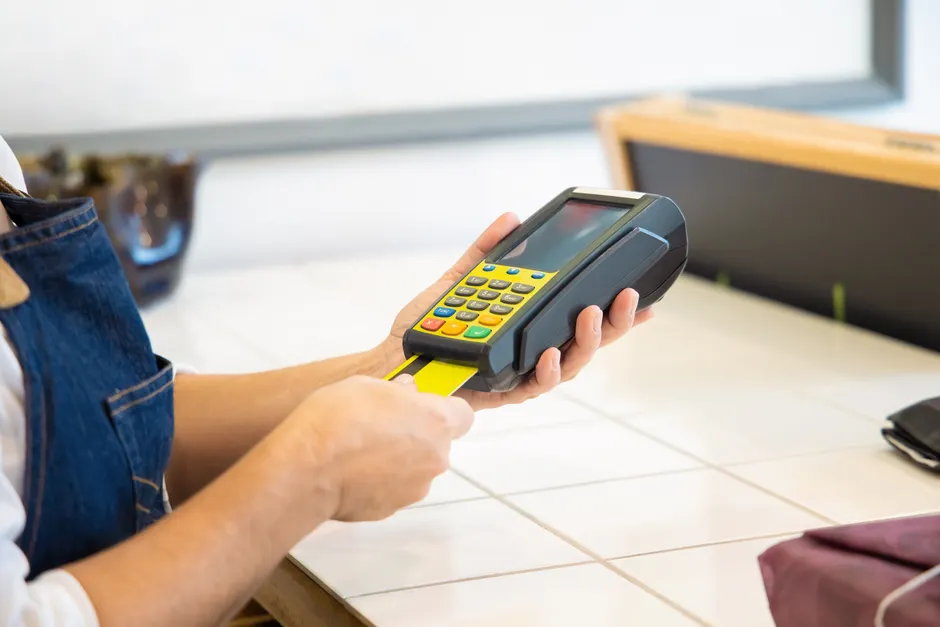 Detail Contactless Payment Terminal Close Up Hand Number 16