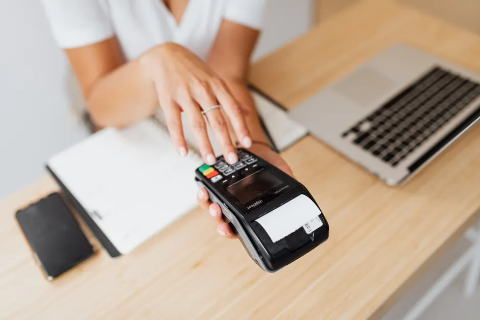 Detail Contactless Payment Terminal Close Up Hand Number 3