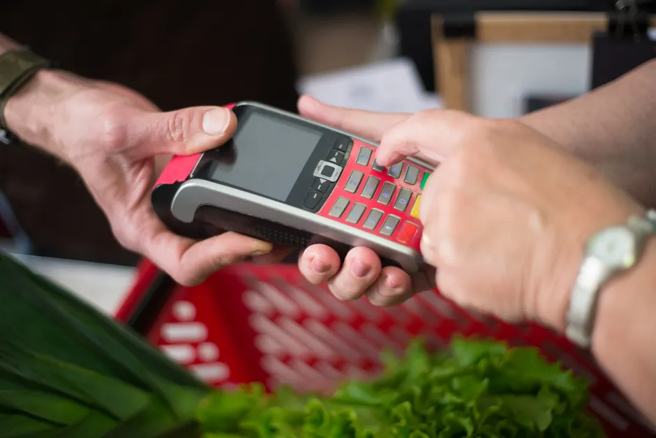 Detail Contactless Payment Terminal Close Up Hand Number 4