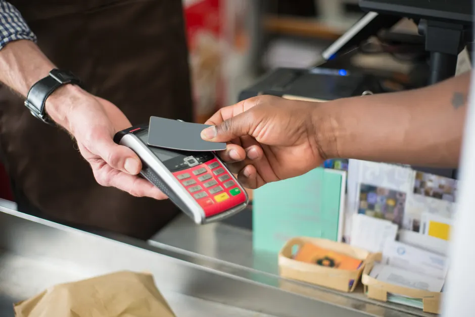 Detail Contactless Payment Terminal Close Up Hand Number 5