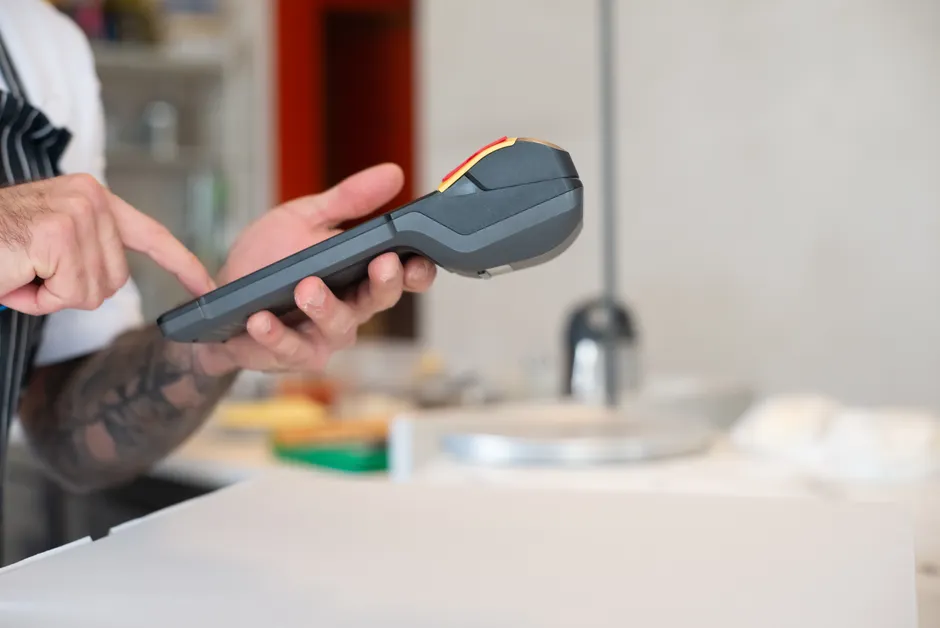 Detail Contactless Payment Terminal Close Up Hand Number 6