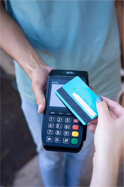 Detail Contactless Payment Terminal Close Up Hand Number 10