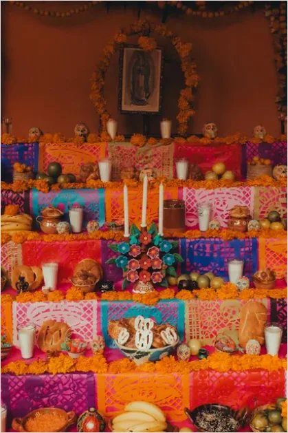 Day Of The Dead Altar Marigolds Candles Bd23