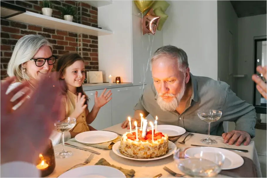 Detail Family Blowing Candles Birthday Cake Close Up Number 12