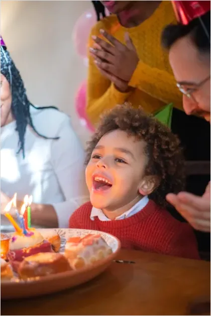 Detail Family Blowing Candles Birthday Cake Close Up Number 6