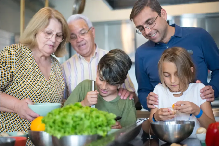 Detail Family Cooking Together Kitchen Lifestyle Number 13