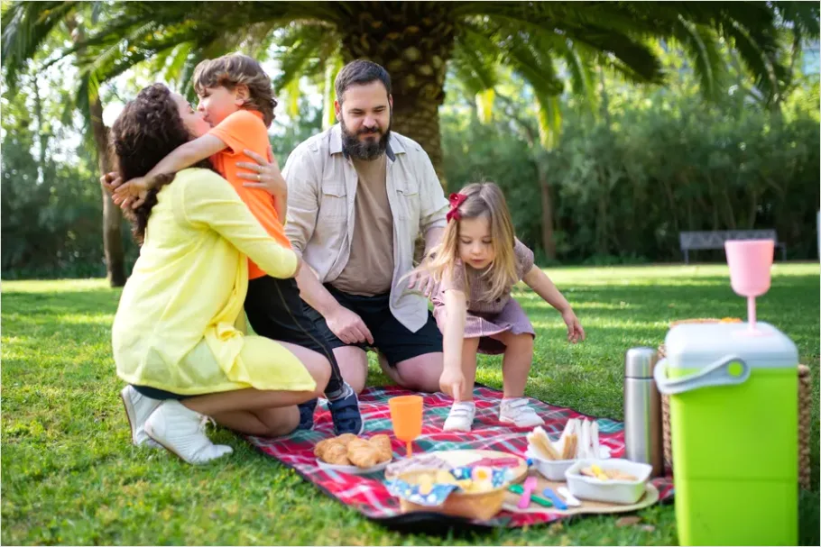 Detail Family Picnic Blanket Sunny Day Number 7