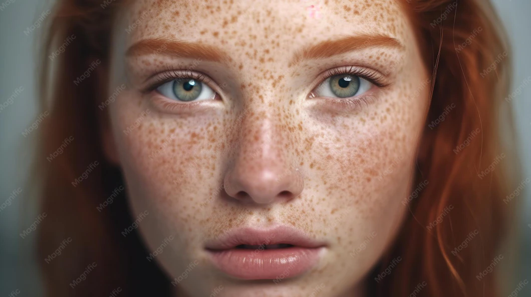 Detail Freckled Face Portrait Close Up Number 9
