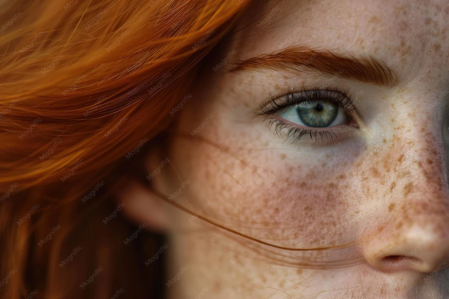 Detail Freckled Face Portrait Close Up Number 16