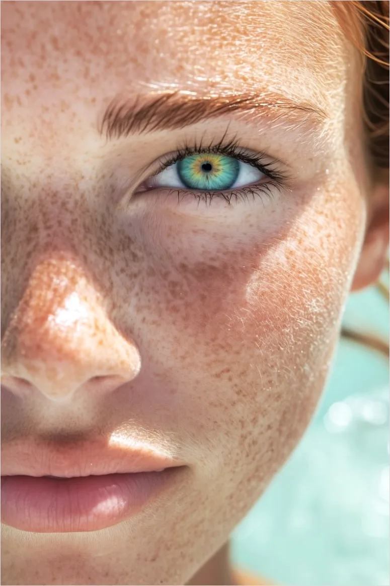 Detail Freckled Face Portrait Close Up Number 18