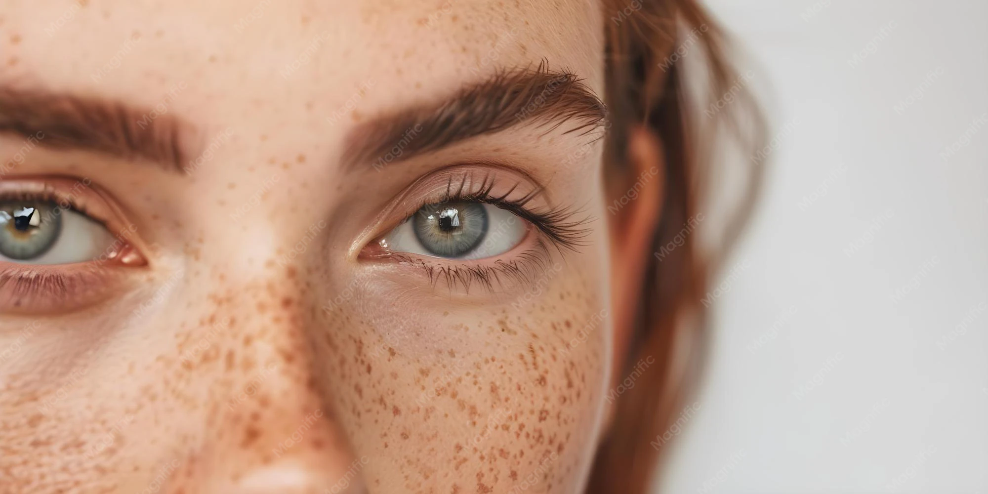 Detail Freckled Face Portrait Close Up Number 19