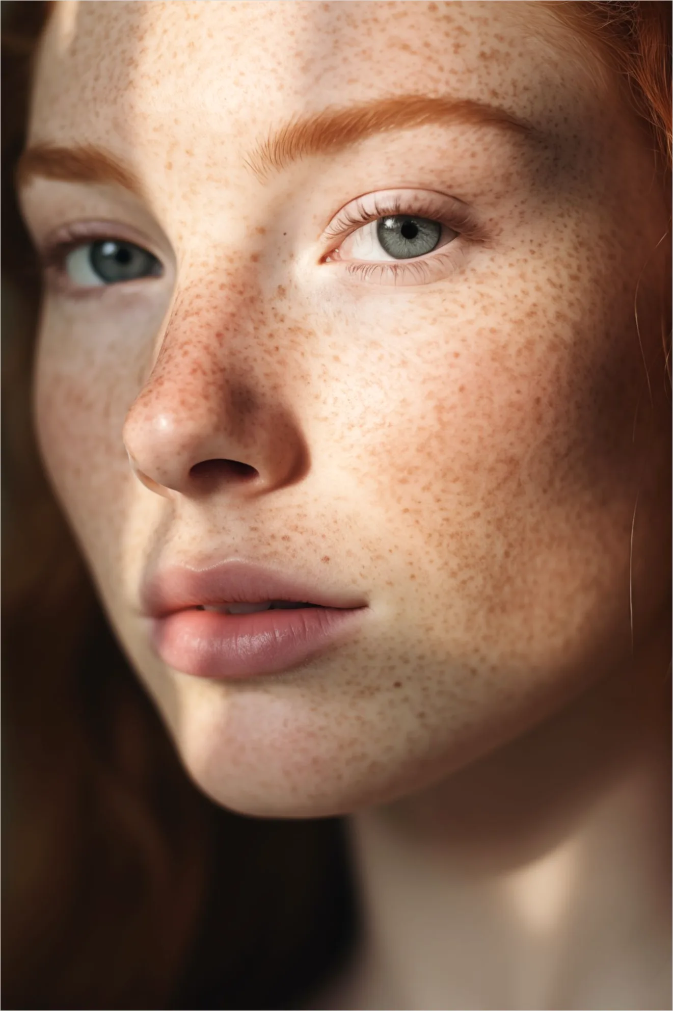 Detail Freckled Face Portrait Close Up Number 20