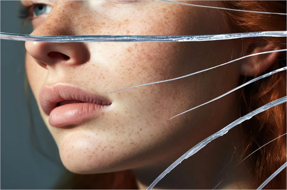 Detail Freckled Face Portrait Close Up Number 6