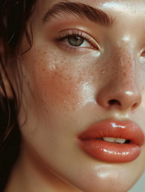 Detail Freckled Face Portrait Close Up Number 8