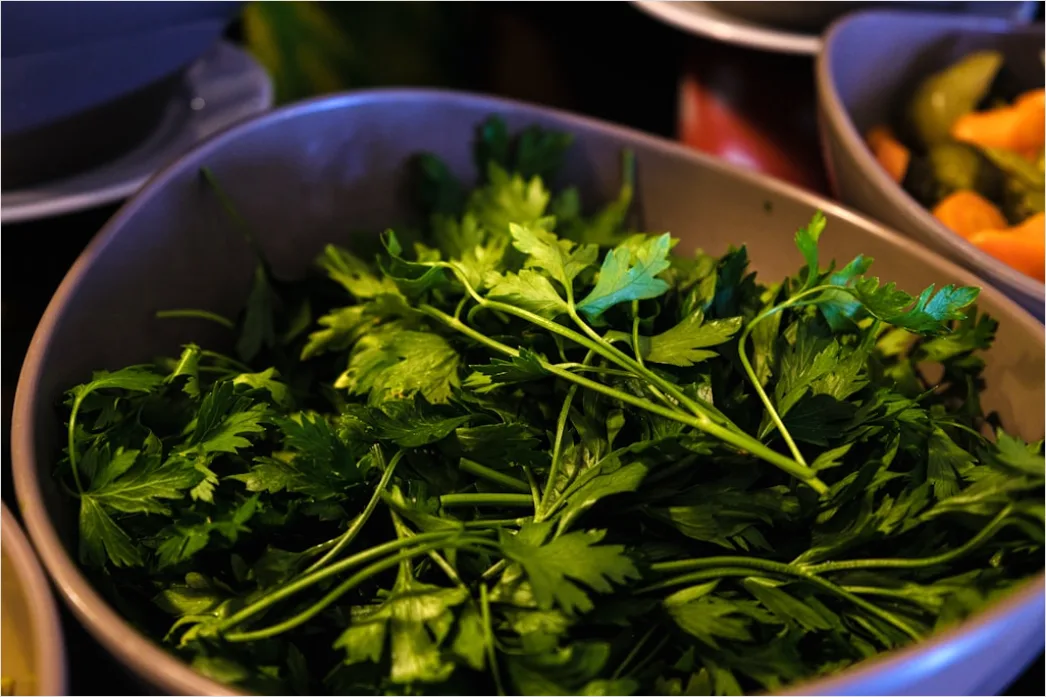 Detail Fresh Herbs Garnish Plating Close Up Number 11