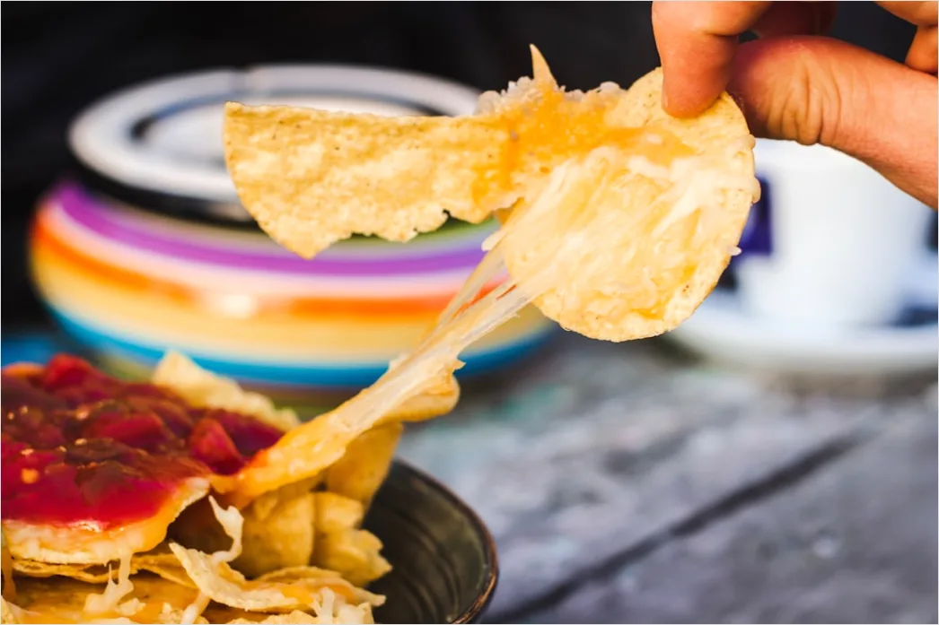 Detail Game Day Nachos Cheese Pull Close Up Number 3