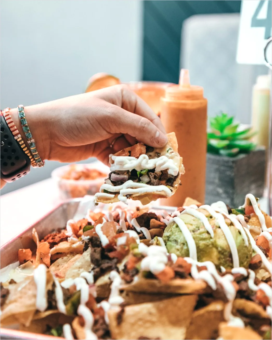 Detail Game Day Nachos Cheese Pull Close Up Number 9