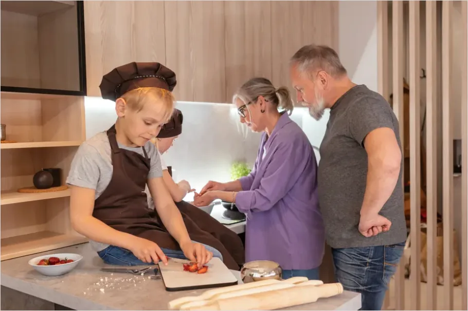 Grandparents With Grandchildren Baking Together 2dda