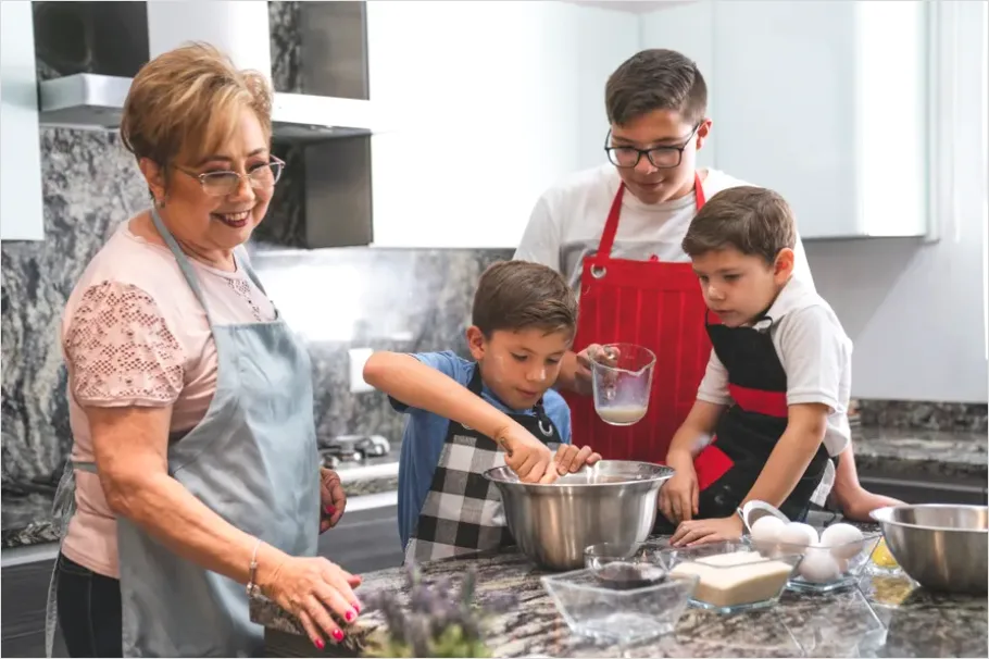 Detail Grandparents With Grandchildren Baking Together Number 3